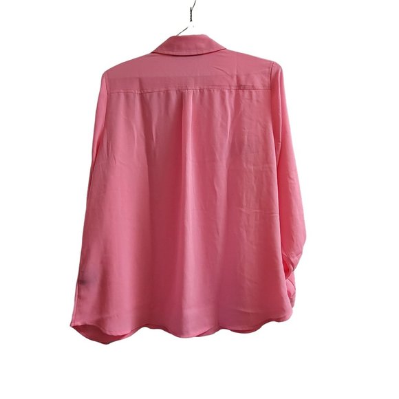 APT 9. Pink Long Sleeve Button Up Collared Shirt Women's Petite Medium PM 1045 - Picture 2 of 8